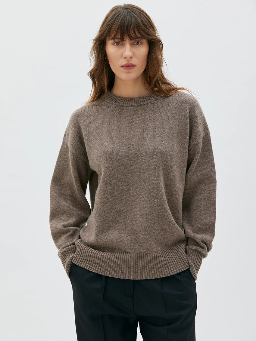 Fanna Long Wool Cashmere Sweater Taupe Melange