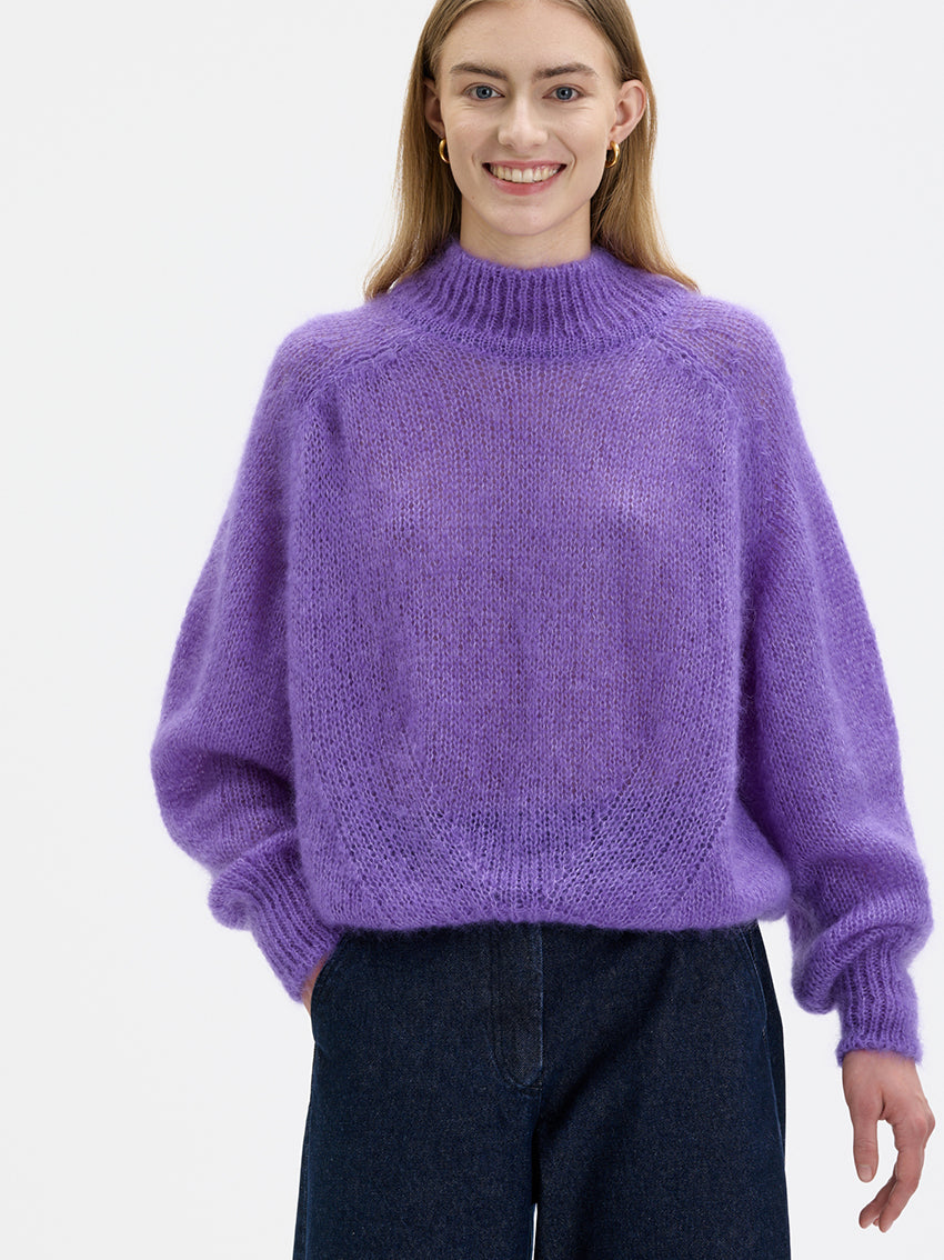 Faye Chunky Silk Mohair Sweater Lilac