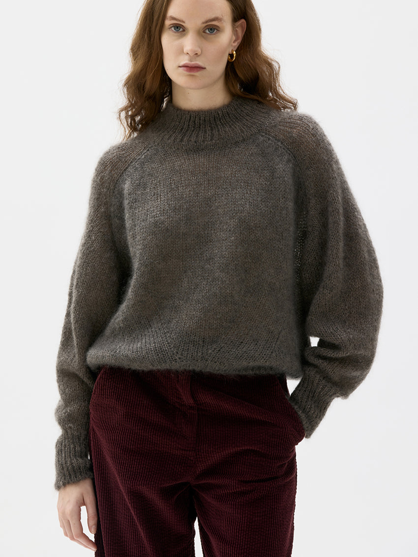 Faye Chunky Silk Mohair Sweater Moleskin