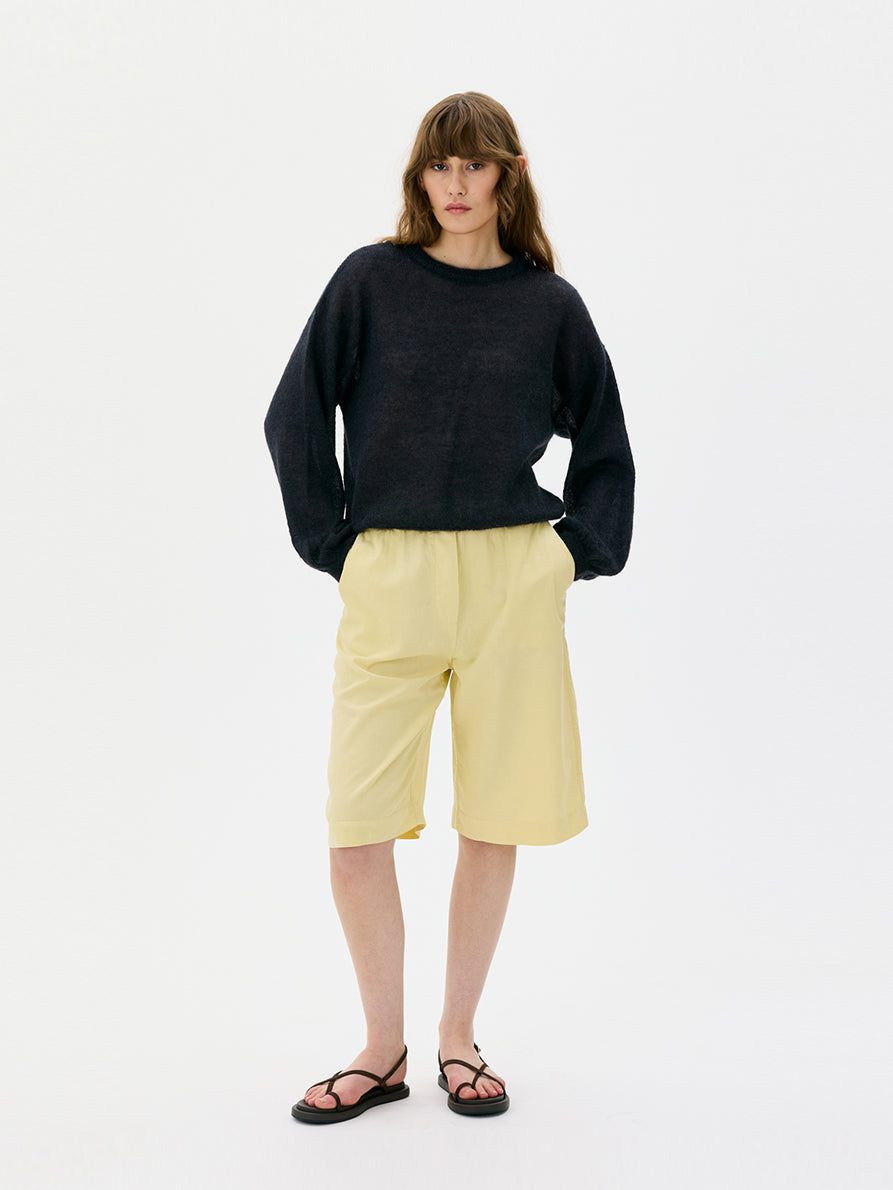 Karo Wide Sleeve Light Silk Mohair Sweater Almost Black