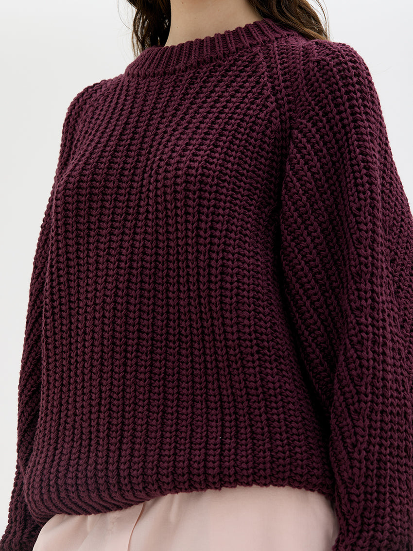 Lark Chunky Organic Cotton Sweater Bordeaux