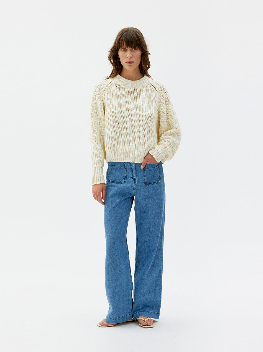 Lark Chunky Organic Cotton Sweater White
