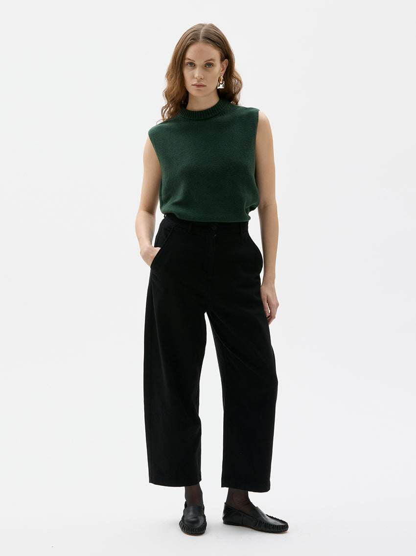 Nona Curved Trousers Cotton Cashmere Black