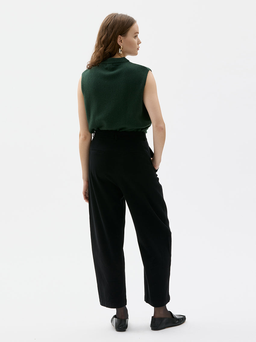 Nona Curved Trousers Cotton Cashmere Black