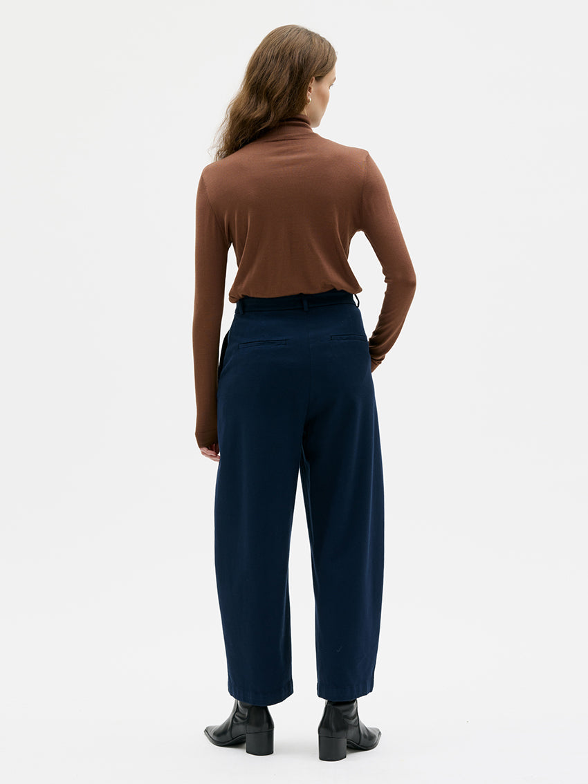 Nona Curved Trousers Cotton Cashmere Navy