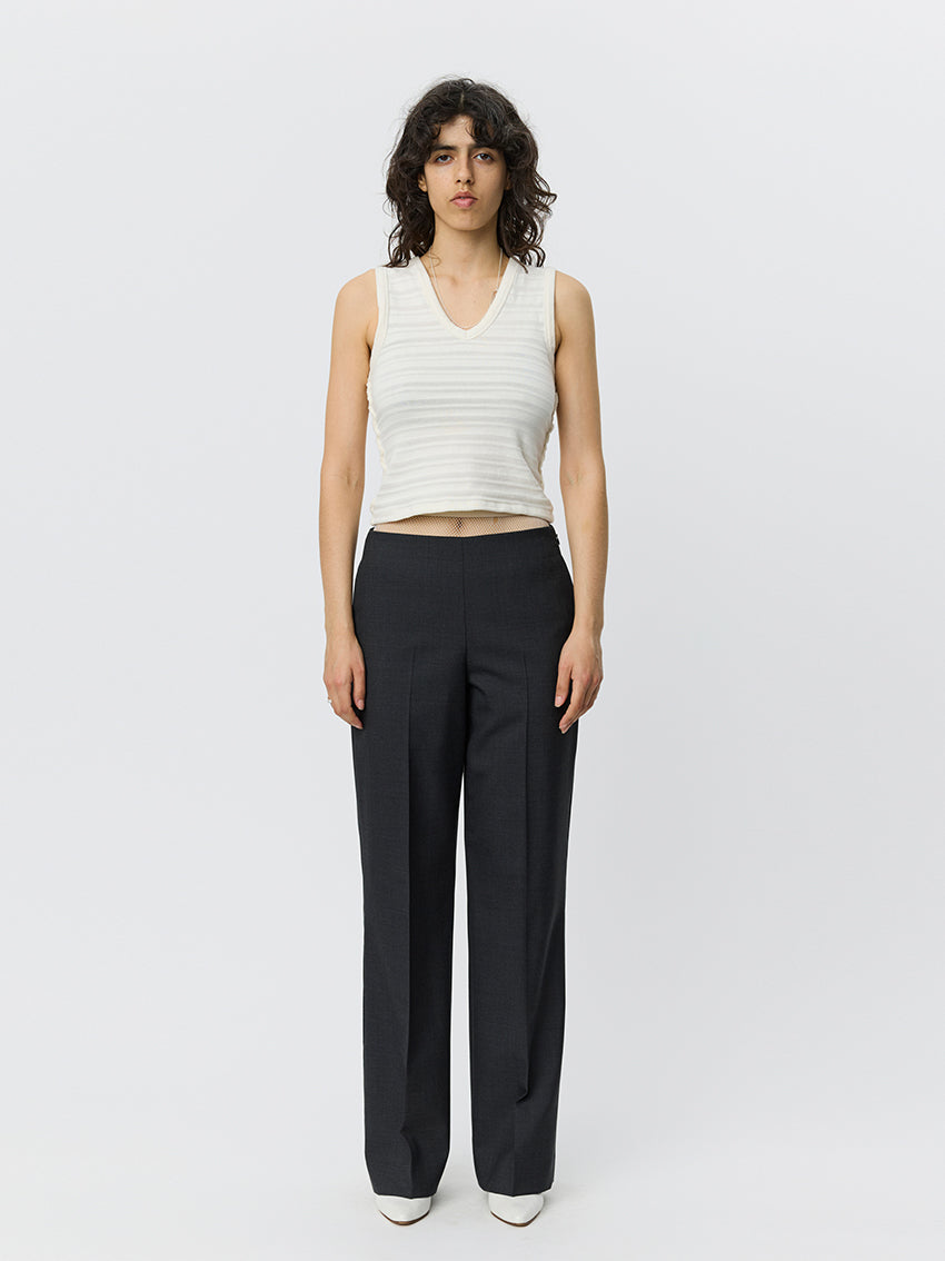 V-Neck Tank Top Off White Stripe