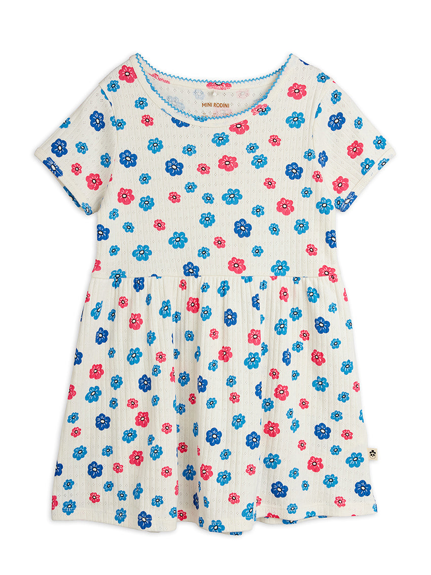 Flowers AOP Picot Edge Pointelle SS Dress Multi