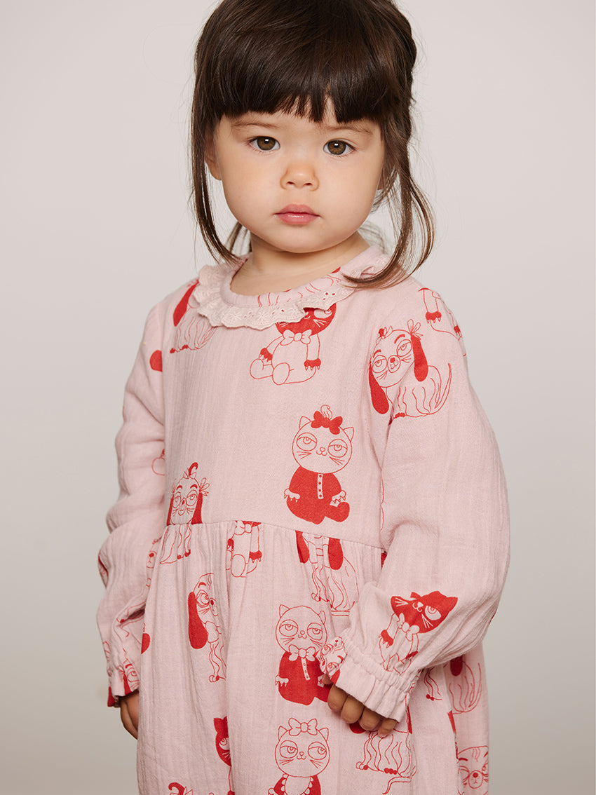 Minibabies AOP Woven Jumpsuit Pink