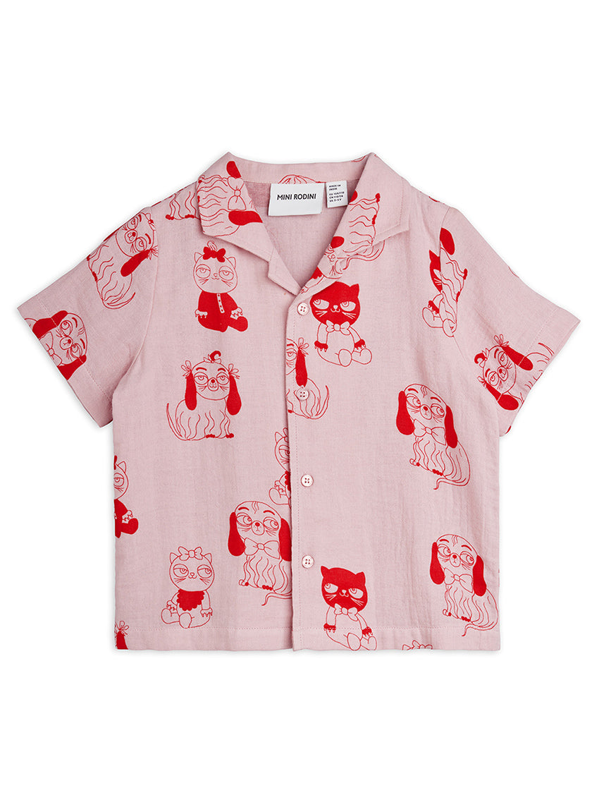 Minibabies AOP Woven Shirt Pink