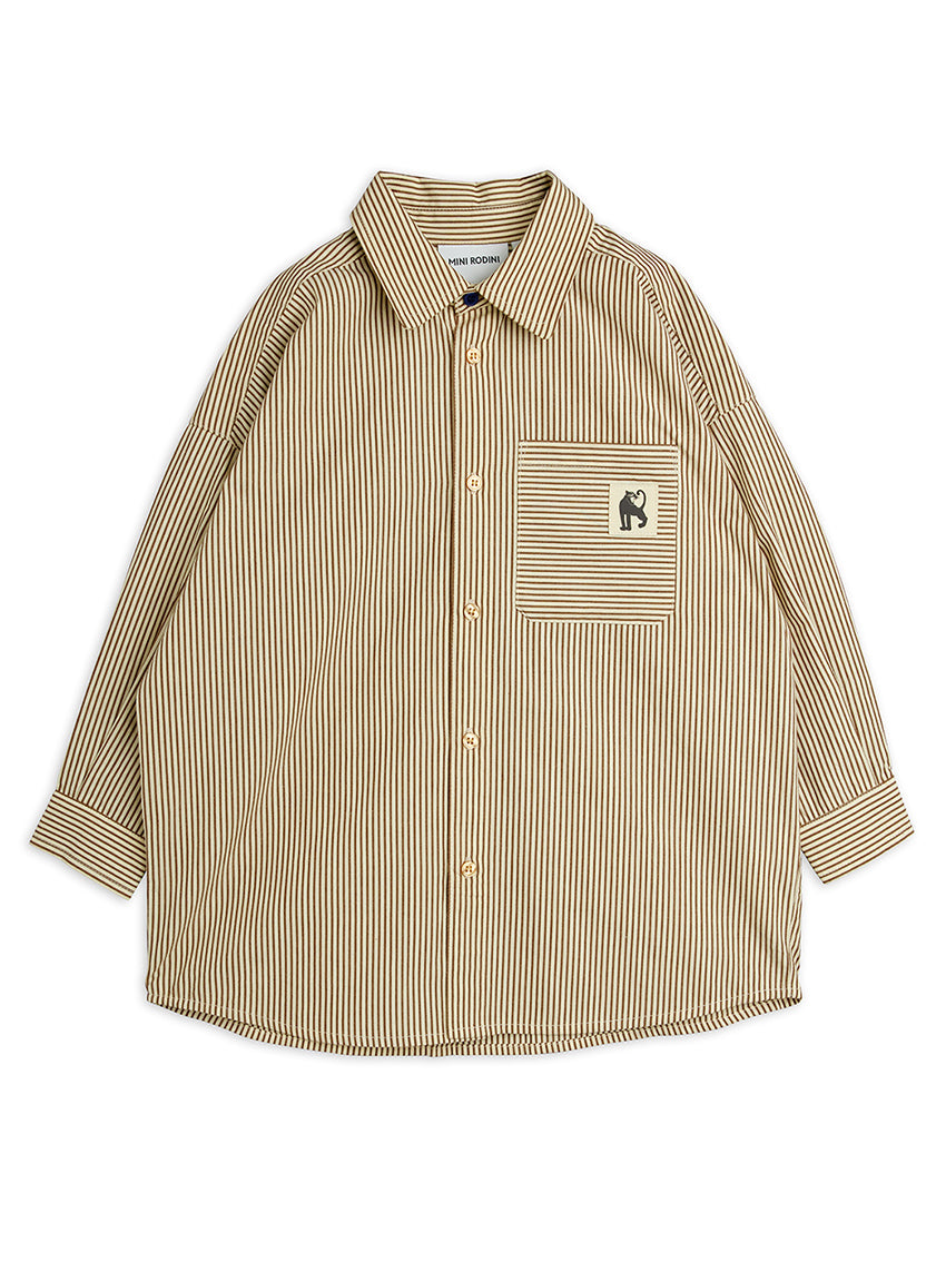 Poplin yd LS Shirt Brown
