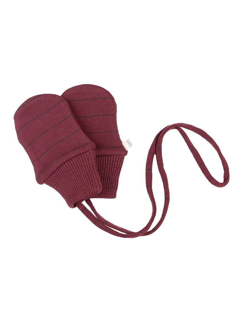 Allo Baby Wool Mittens Bordeaux Stripes