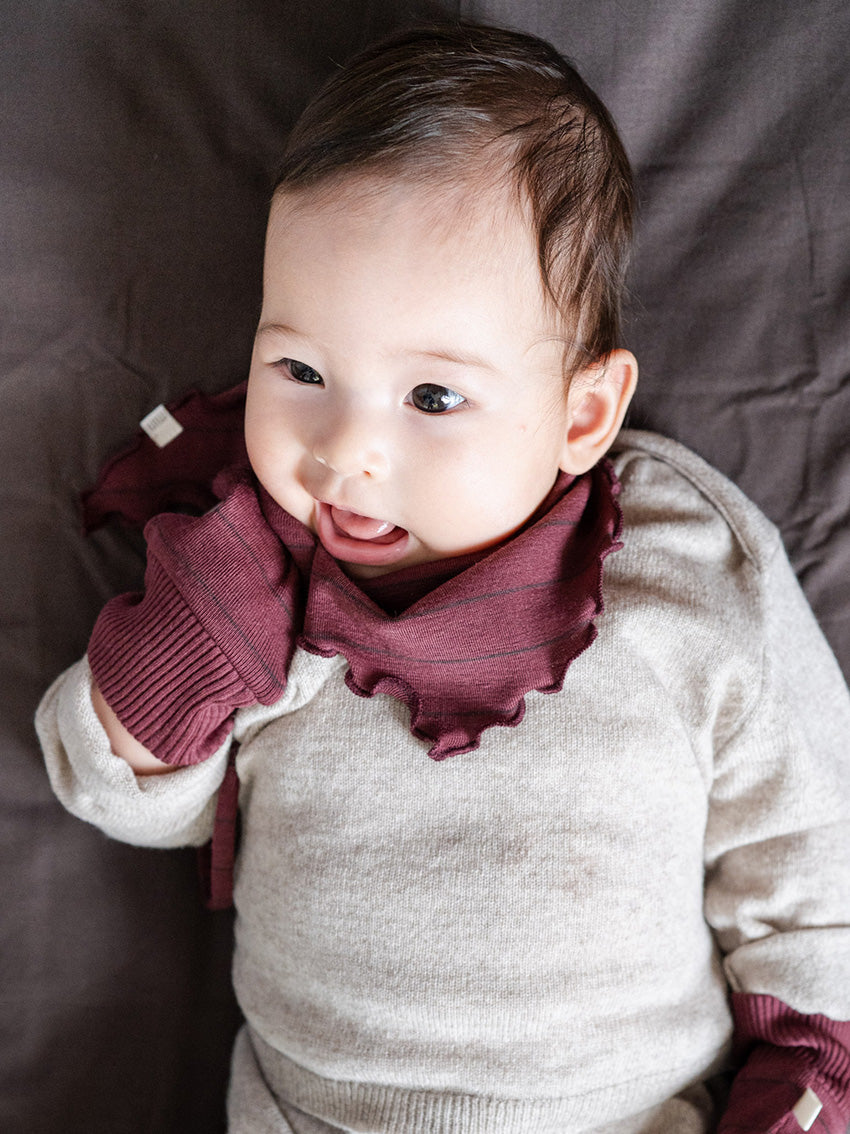 Allo Baby Wool Mittens Bordeaux Stripes