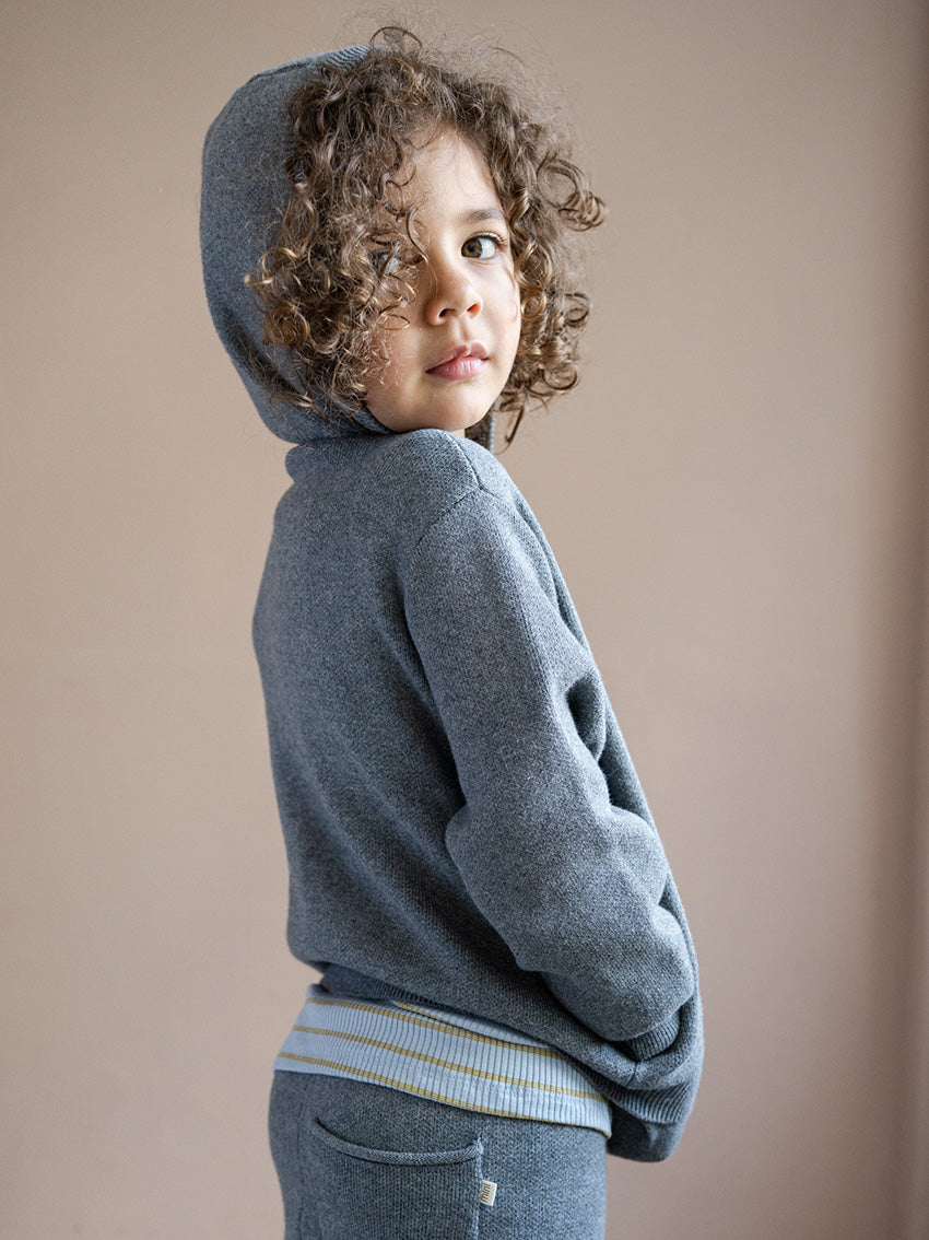 Ray Knit Hoodie Grey Melange