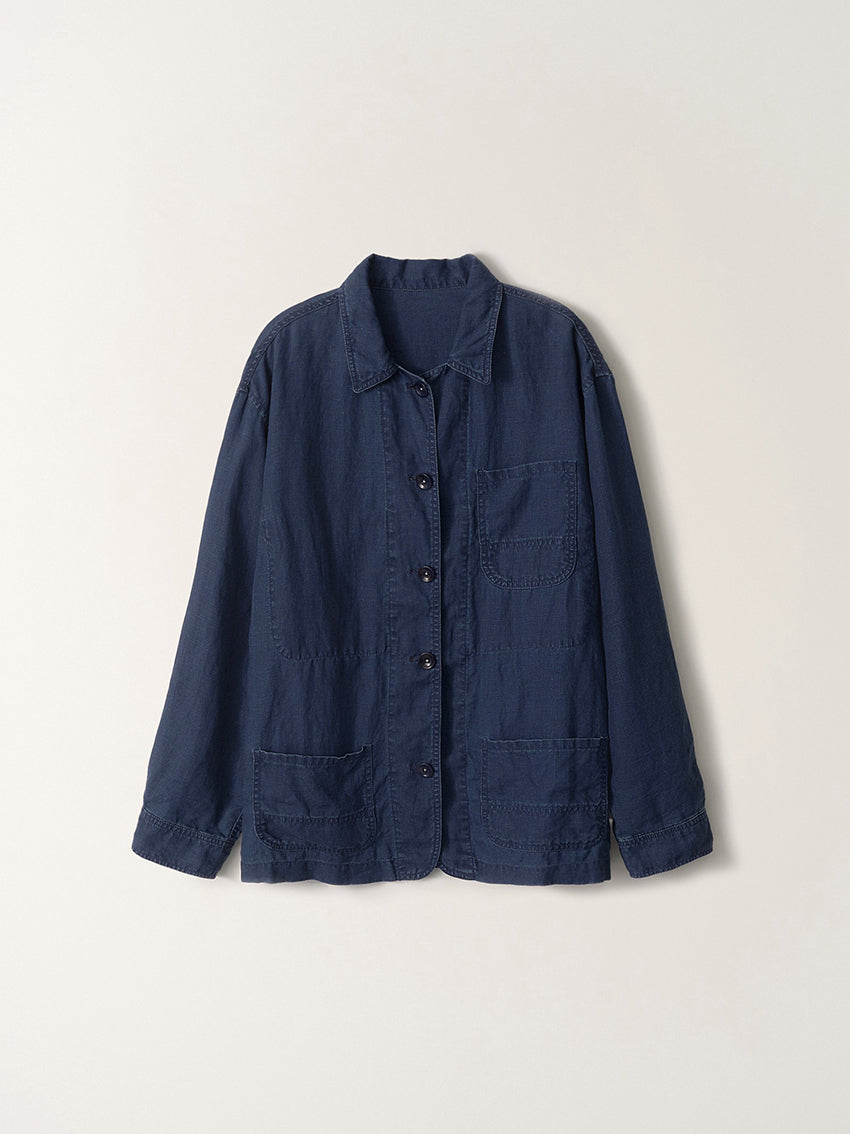 Plain Linen Jacket Navy