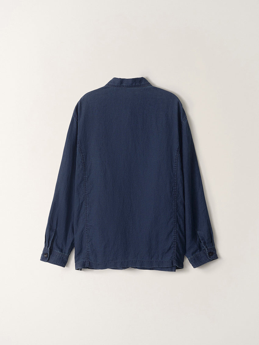 Plain Linen Jacket Navy
