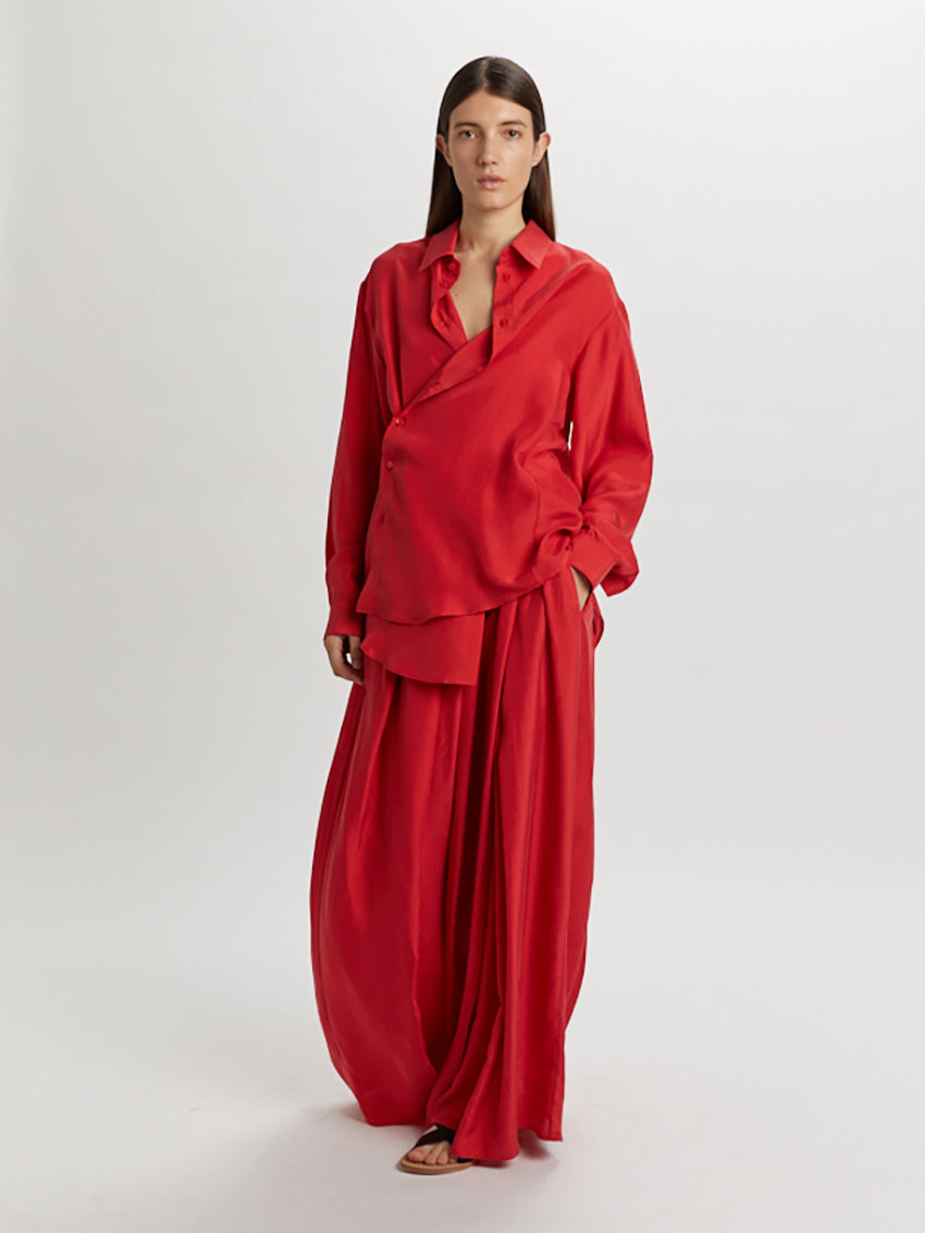 Giovanna Silk Overshirt Red