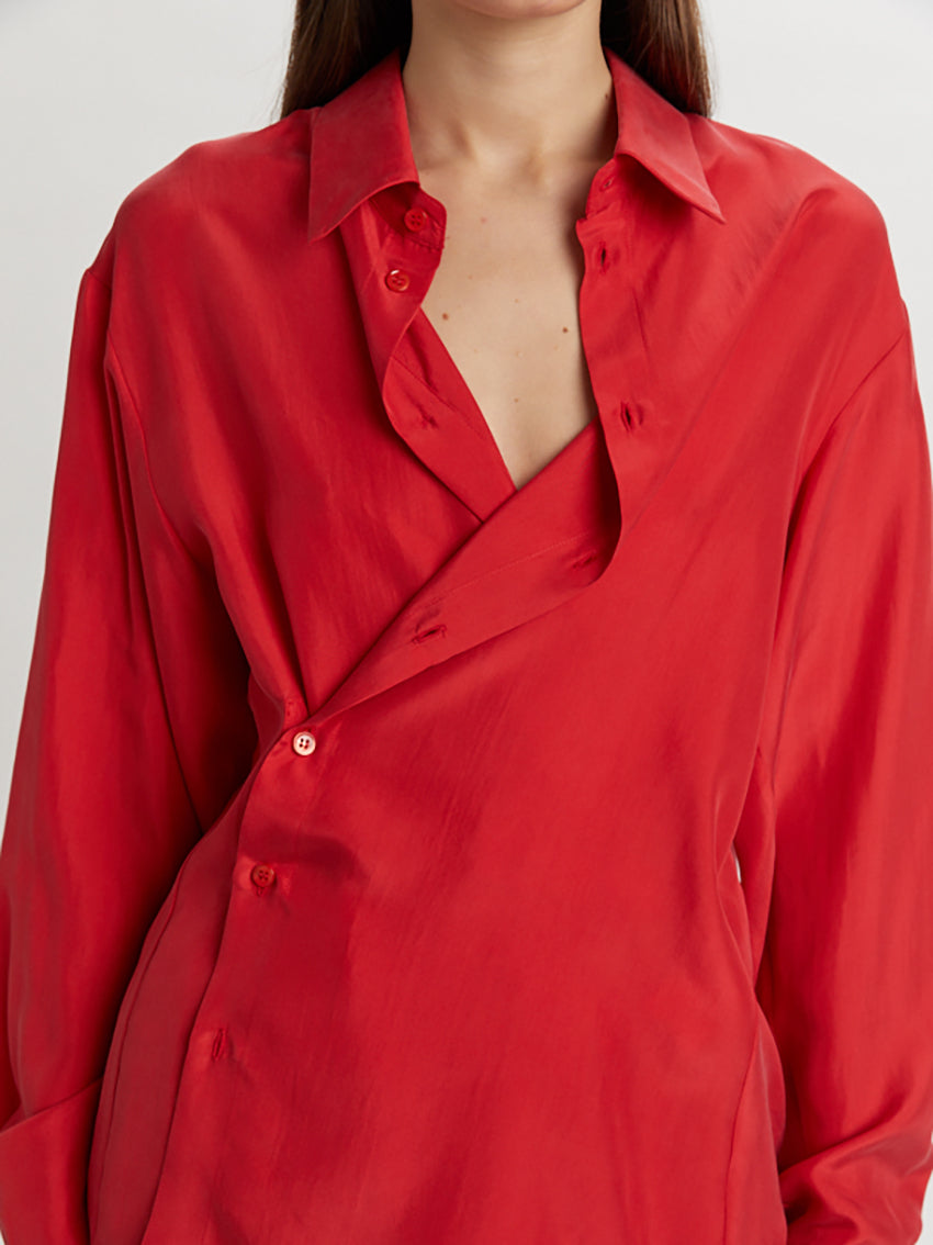 Giovanna Silk Overshirt Red