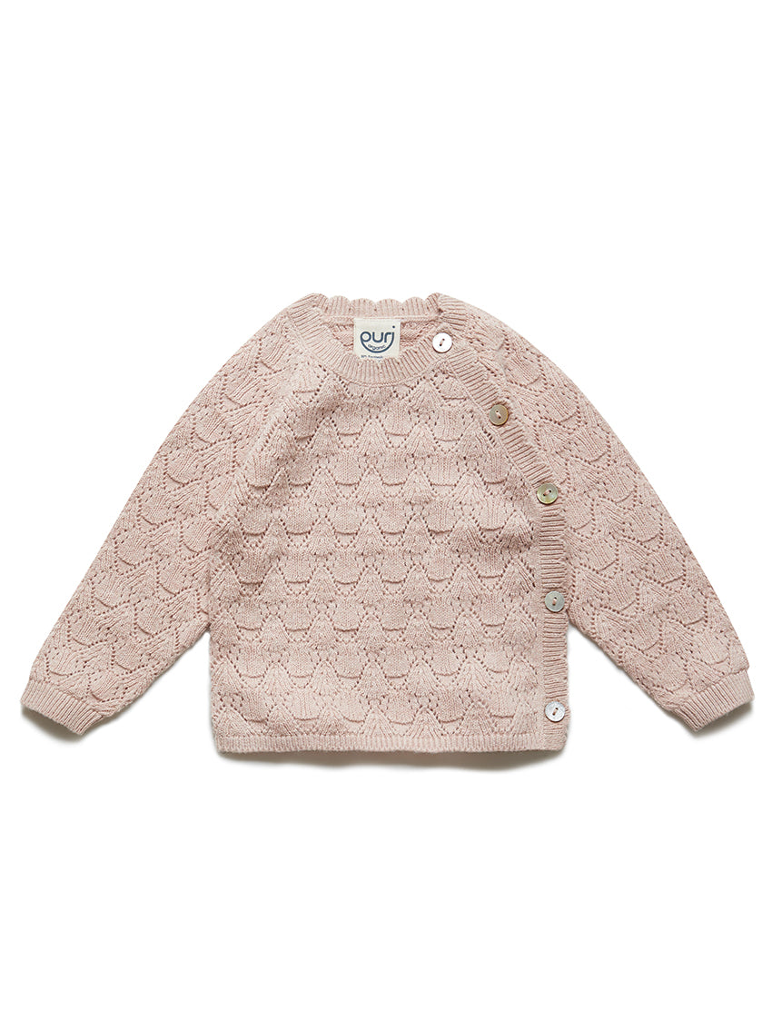 Kimono Ajour Jacket Cotton/Silk Cameo Rose