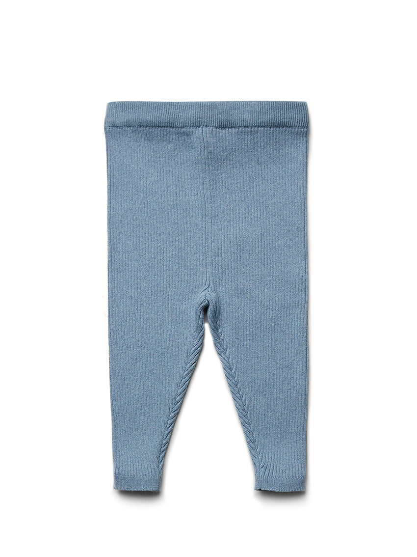 Wool/Cotton Rib Leggings Smokeblue