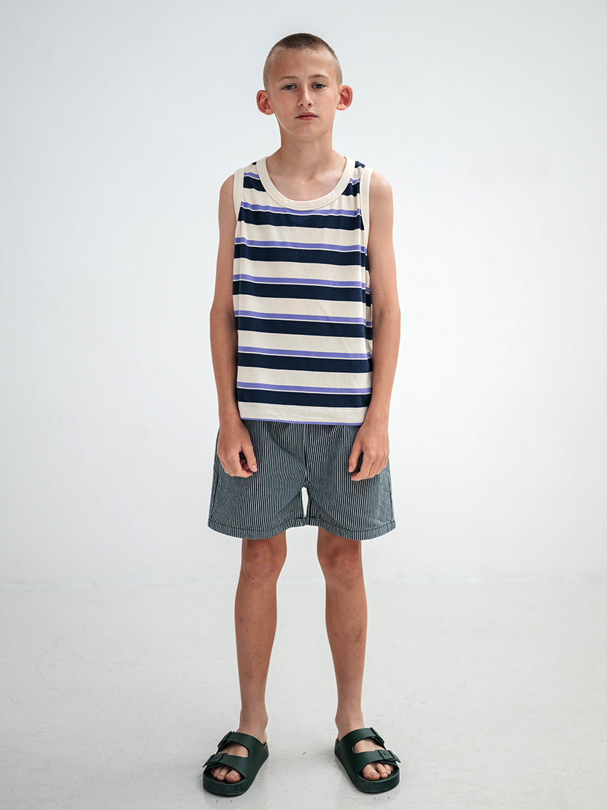 No Sweat Short Blue Stripe