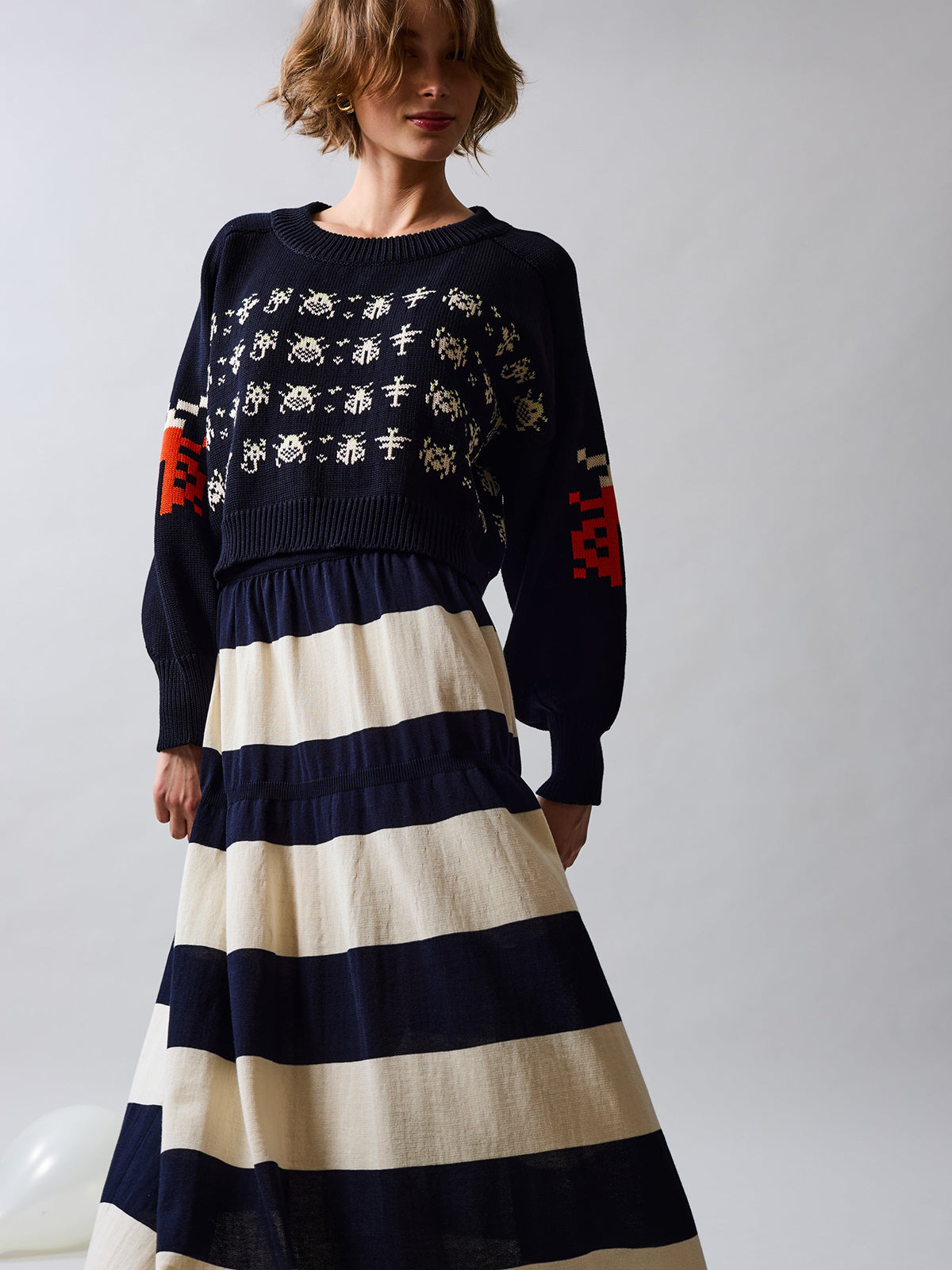 Frufru Skirt Navy/ Meringa