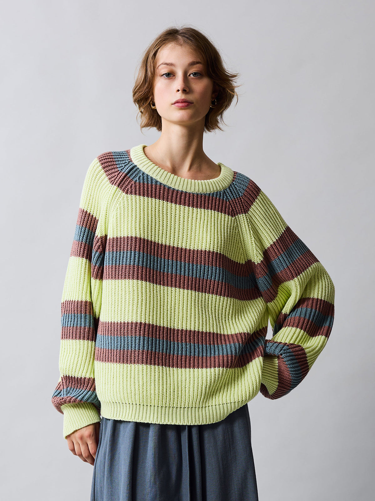 Sporty Sweater Lime/ Vino-Grigio