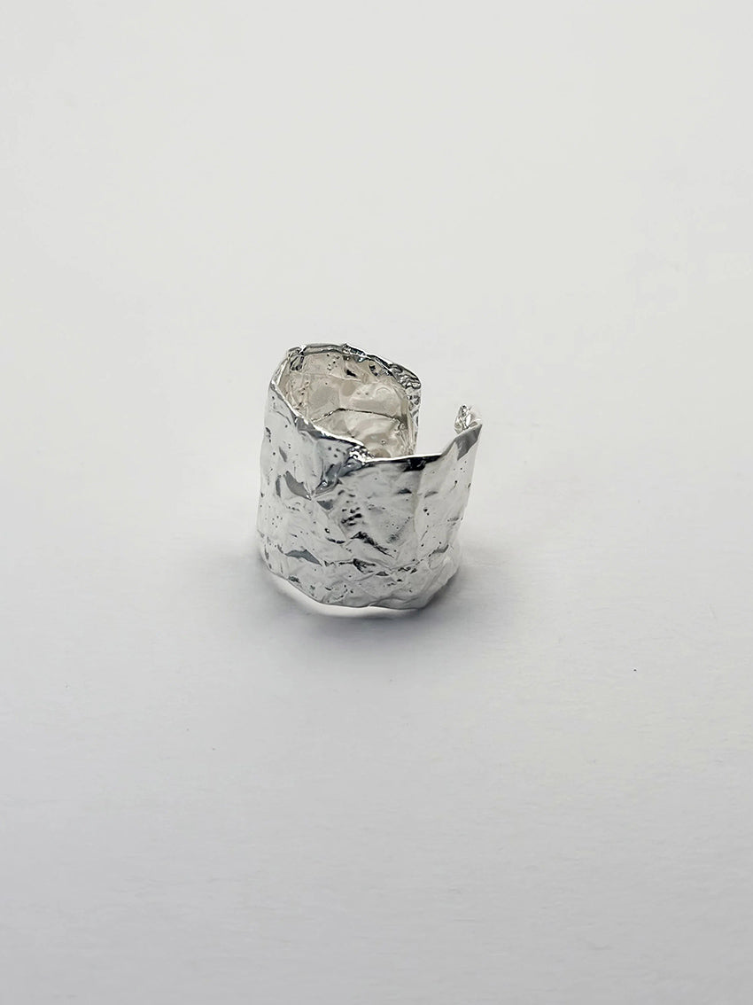 Crushed Ring Stripe Brass Silver Plated