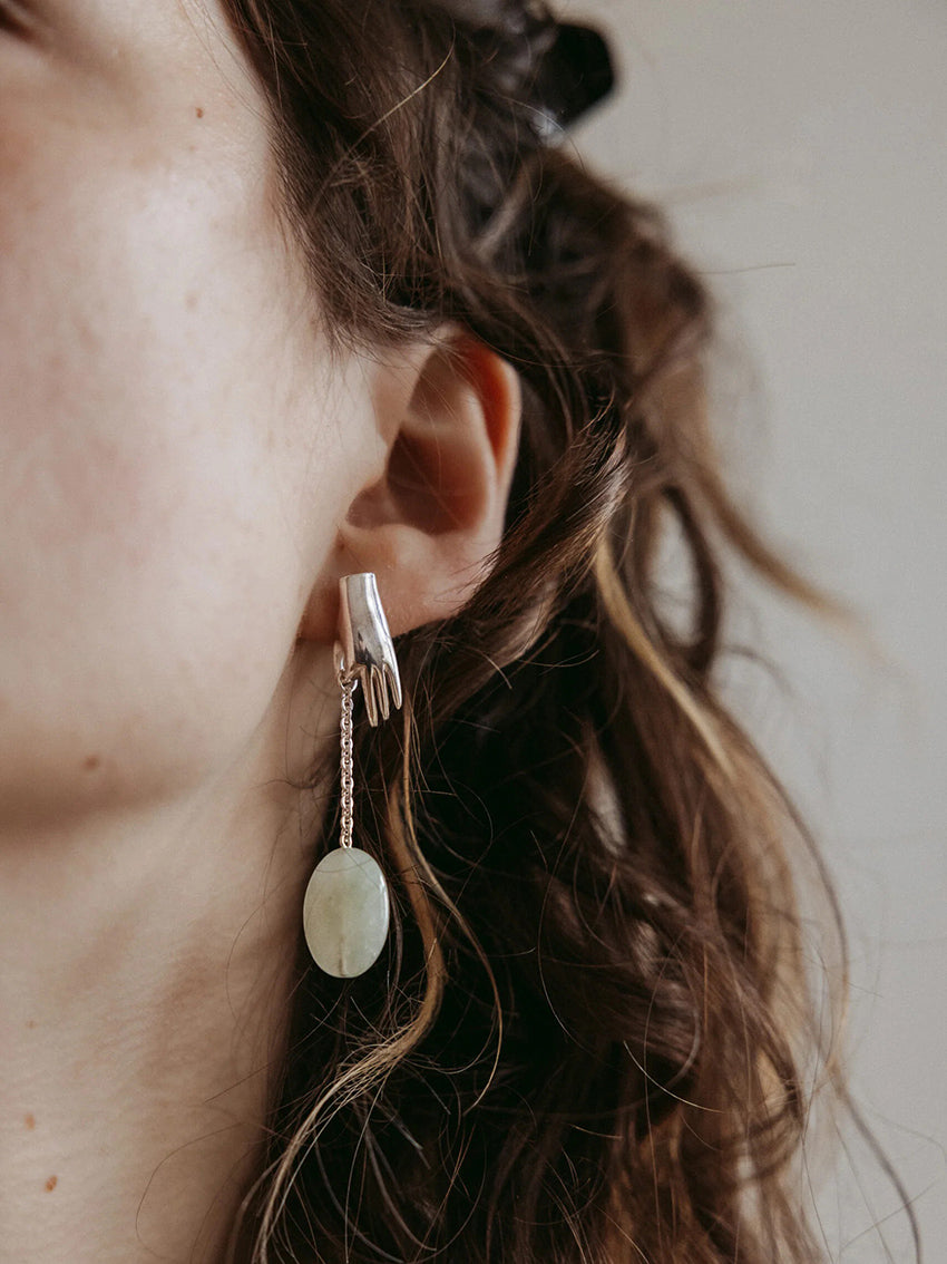 Darling Earring Prehnite Silver Cloudy