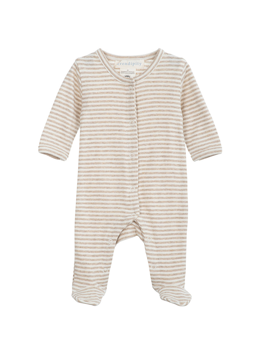 Newborn Rip Suit Stripe Oat/Offwhite