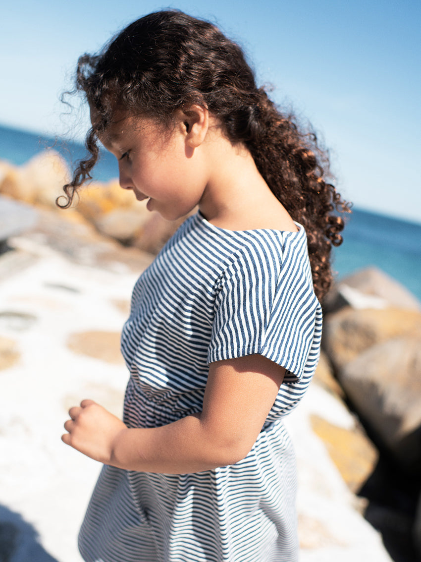 Stripe Beach Dress Navy/Offwhite