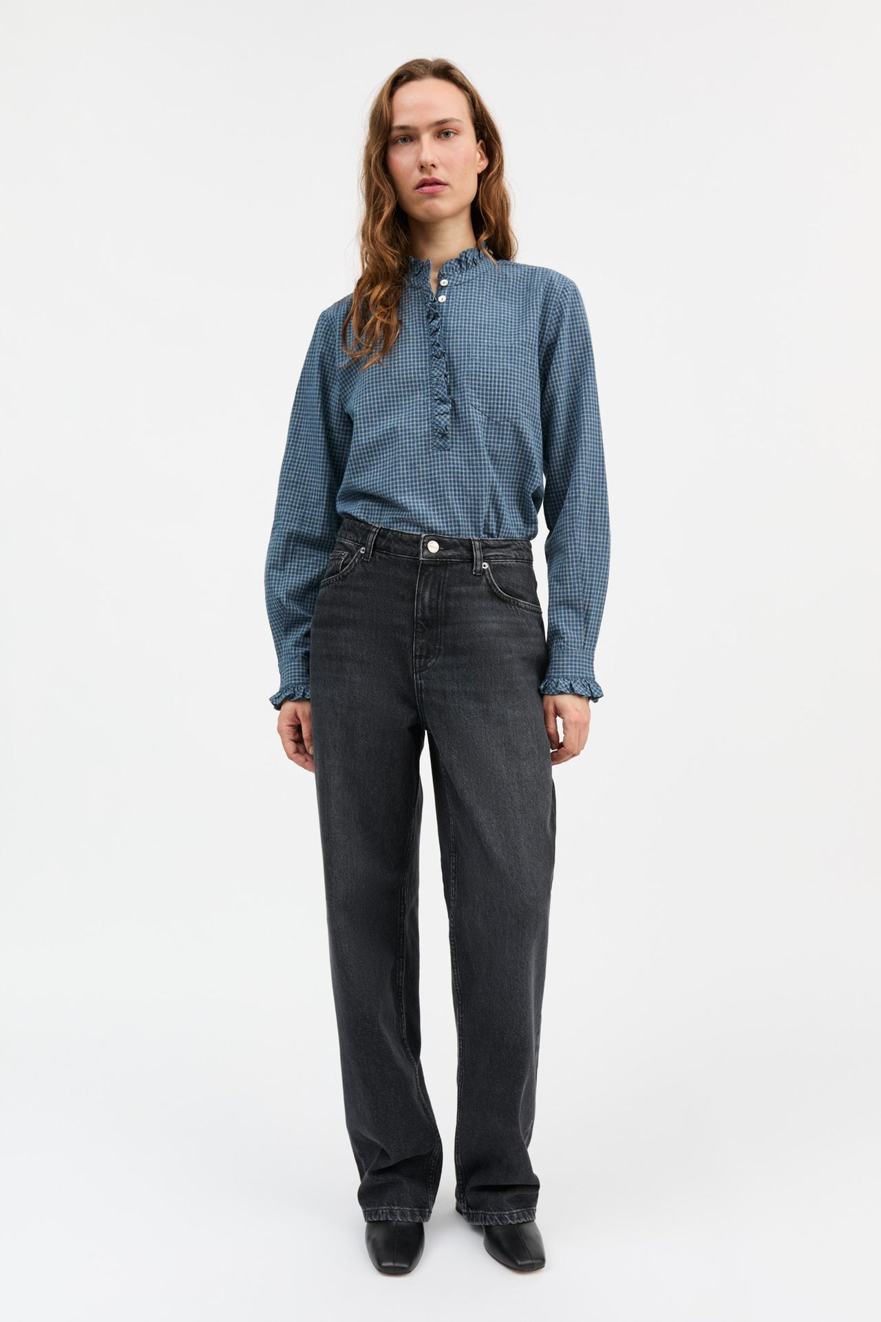 Lune Shirt Blue Cream Mini Check