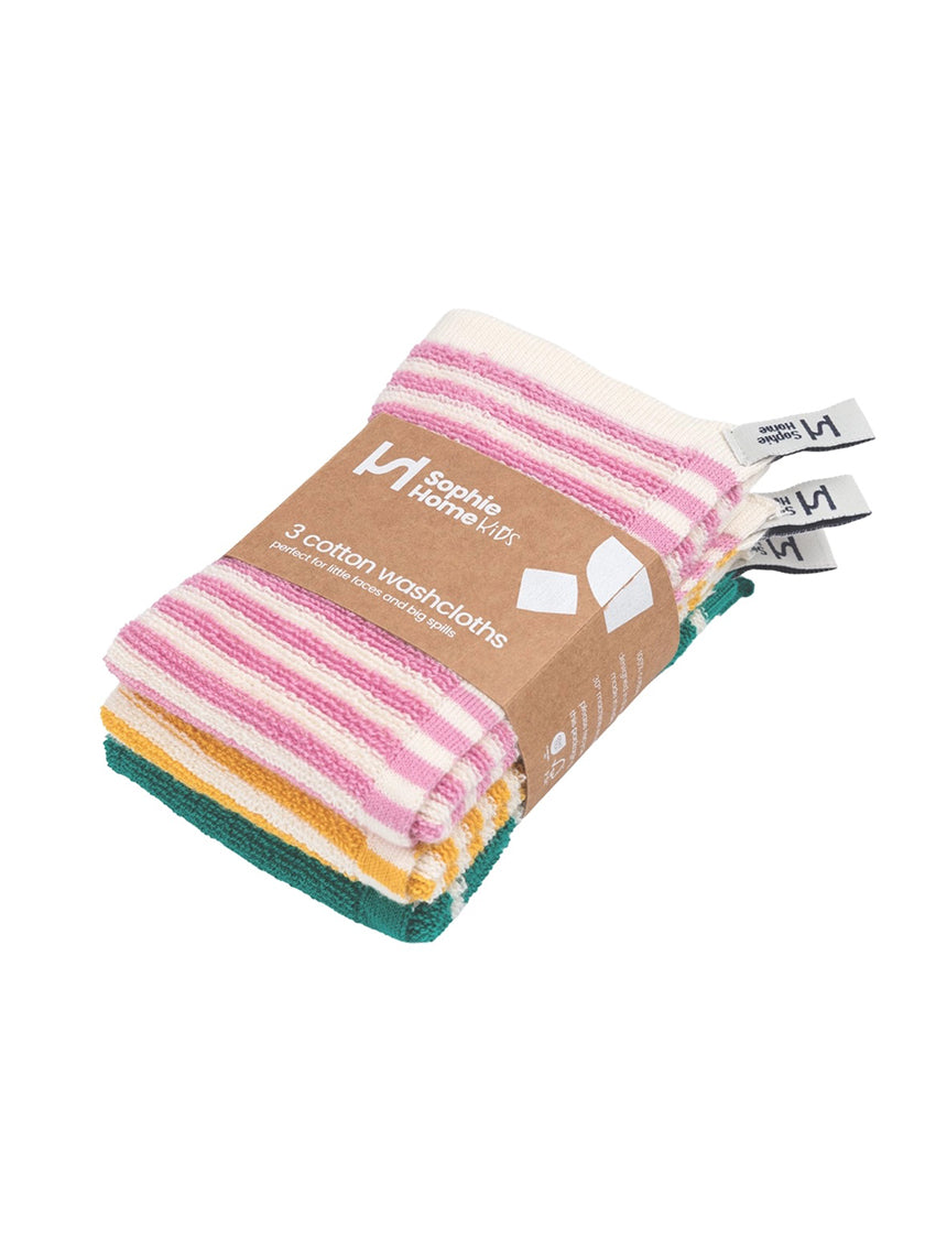 Re-Usable Kids Washcloths Pink Stripe