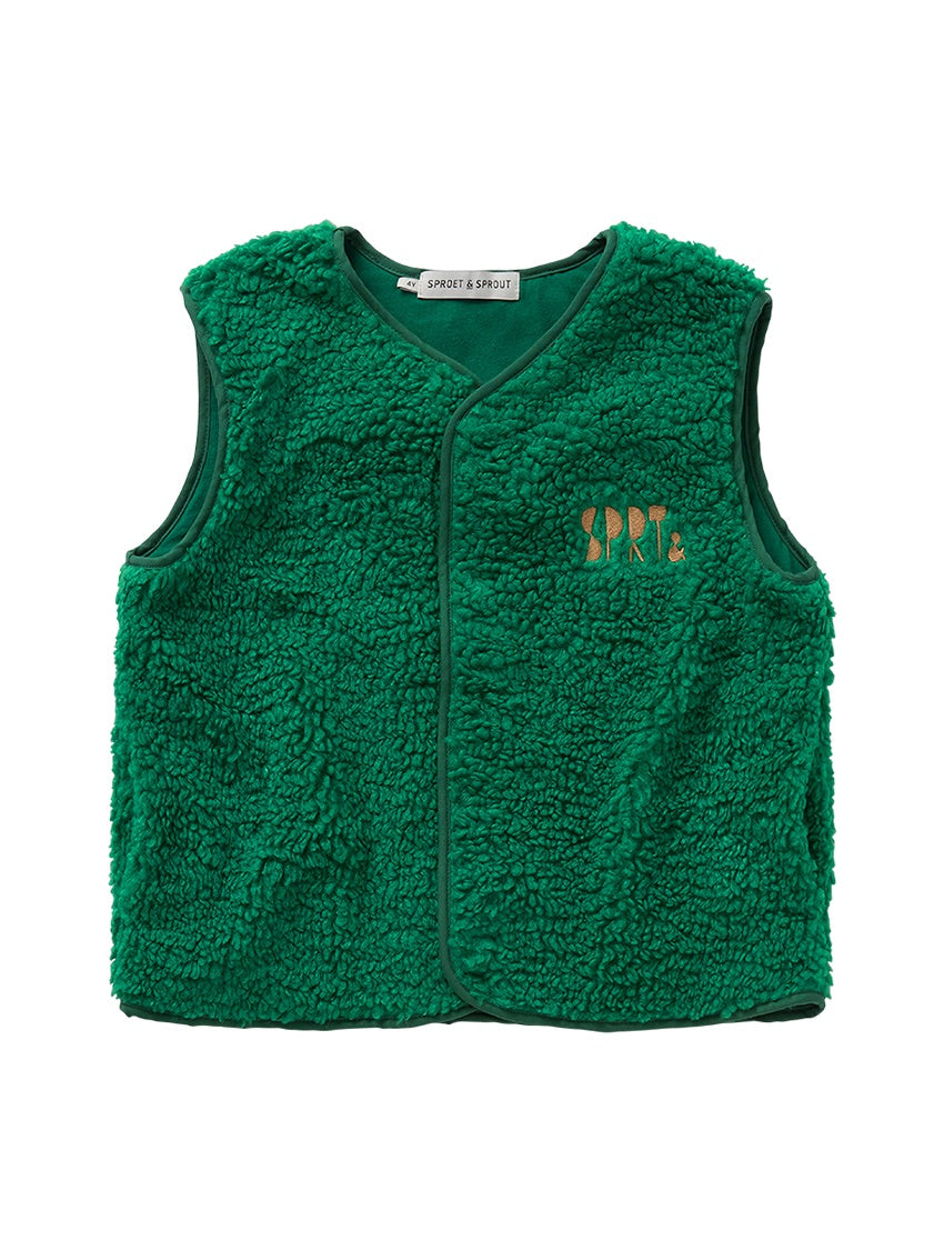 Loose Teddy Vest Deep Green