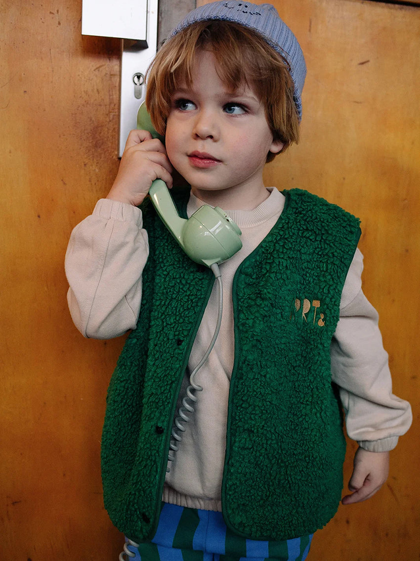 Loose Teddy Vest Deep Green