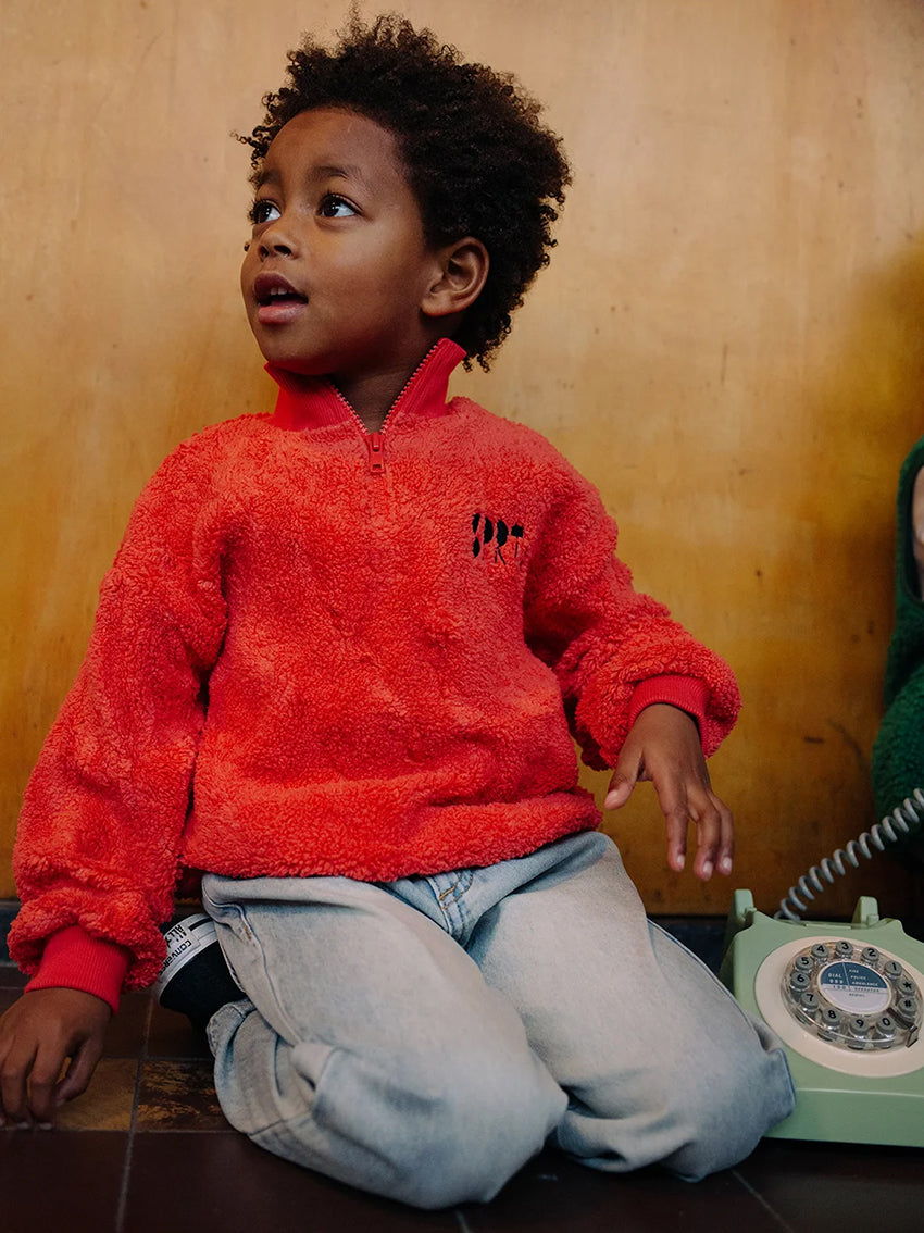 Sweatshirt Anorak Teddy Vivid Red