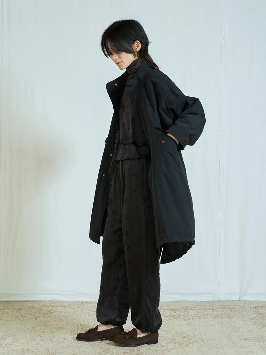 Wadded Cotton Nylon Coat Black