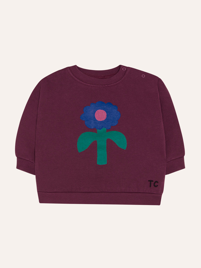 Big Blue Daisy Baby Sweatshirt Burgundy