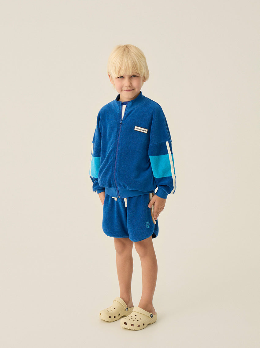 Blue Color Block Zipped Sweatshirt