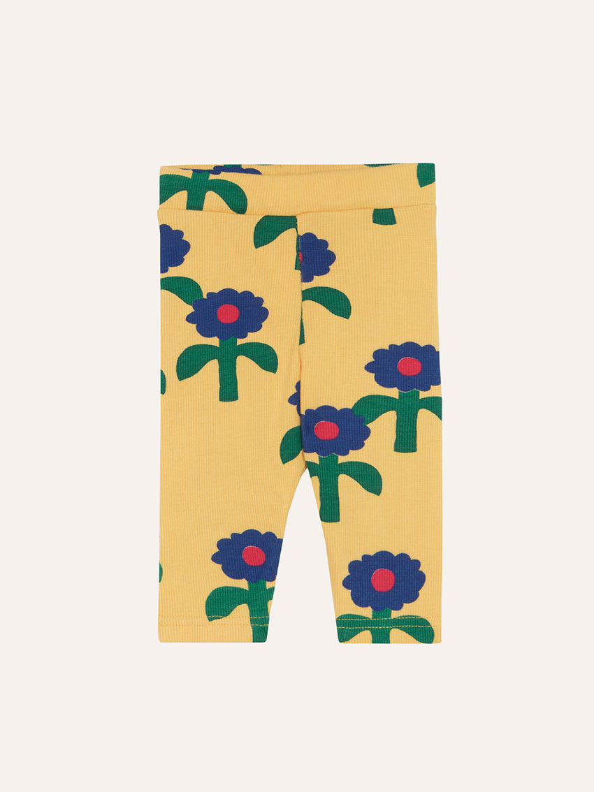 Blue Daisies Baby Leggings Yellow
