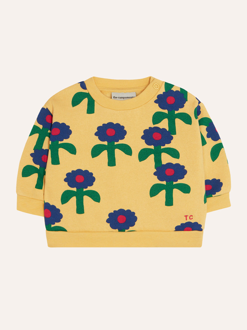Blue Daisies Baby Sweatshirt Yellow