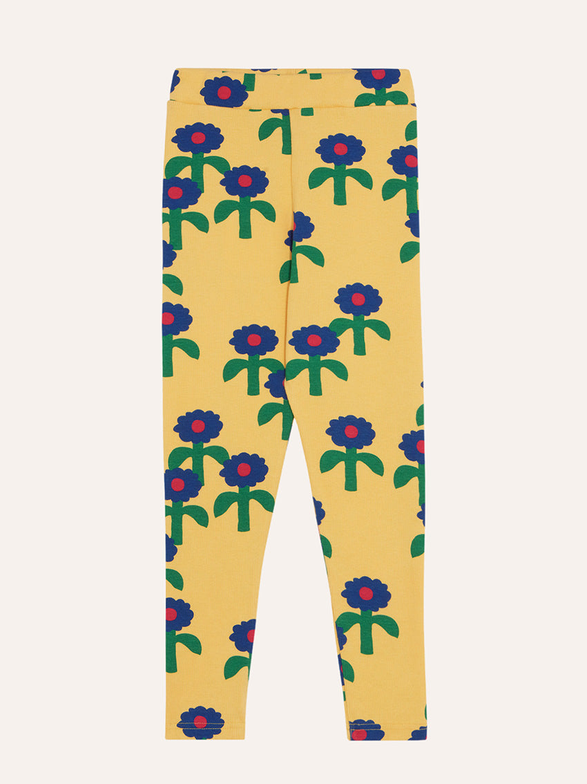 Blue Daisies Leggings Yellow