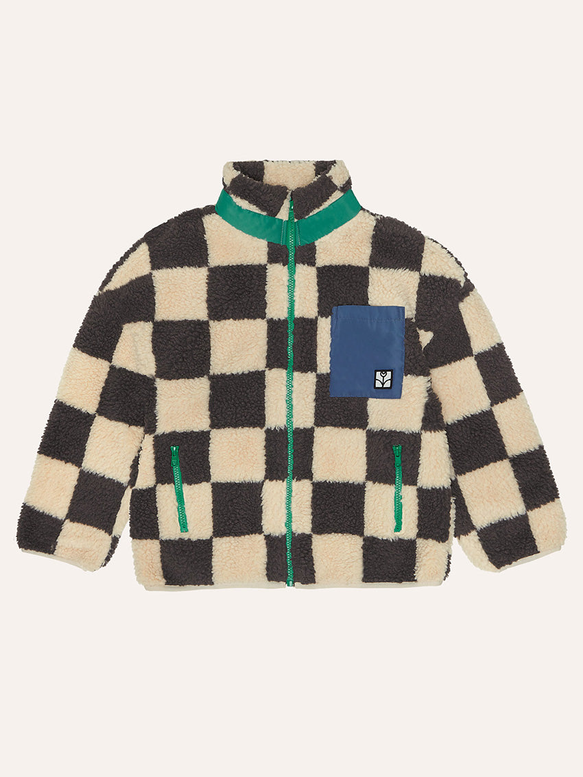 Checked Teddy Jacket Ecru