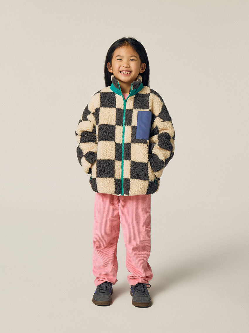 Checked Teddy Jacket Ecru