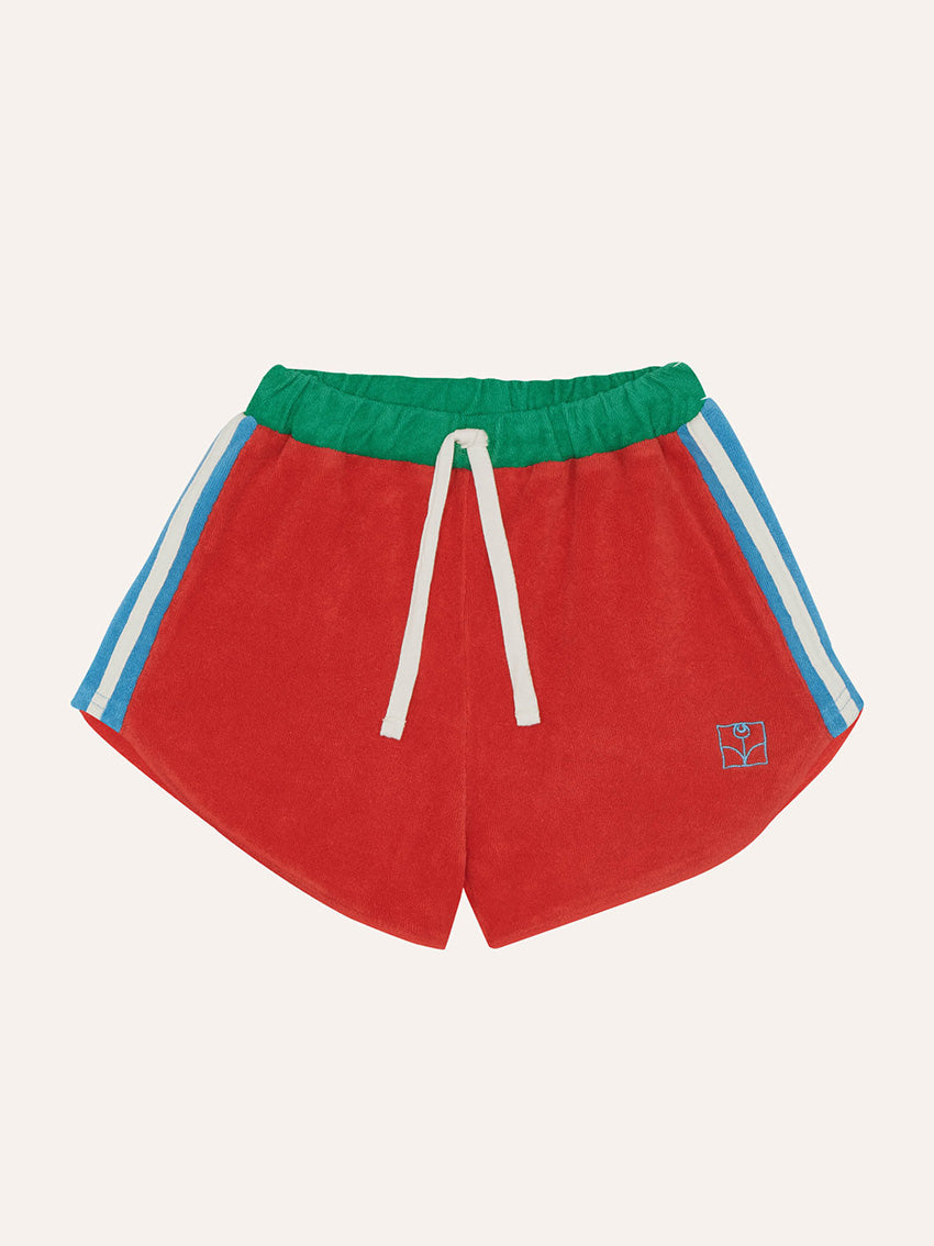 Red Color Block Shorts