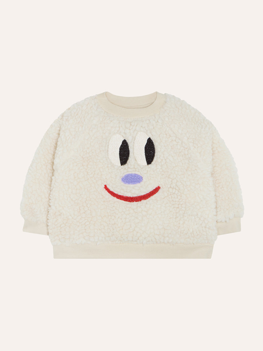 Smiling Face Baby Sweatshirt Ecru