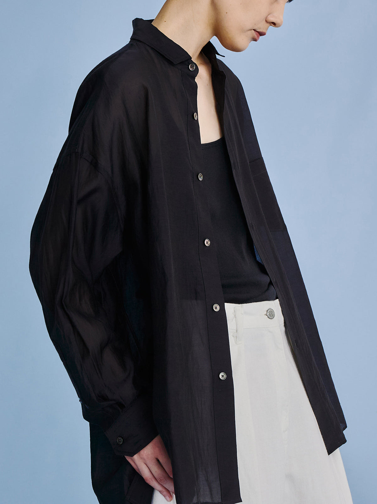 Cotton Silk Shirt Charcoal Grey