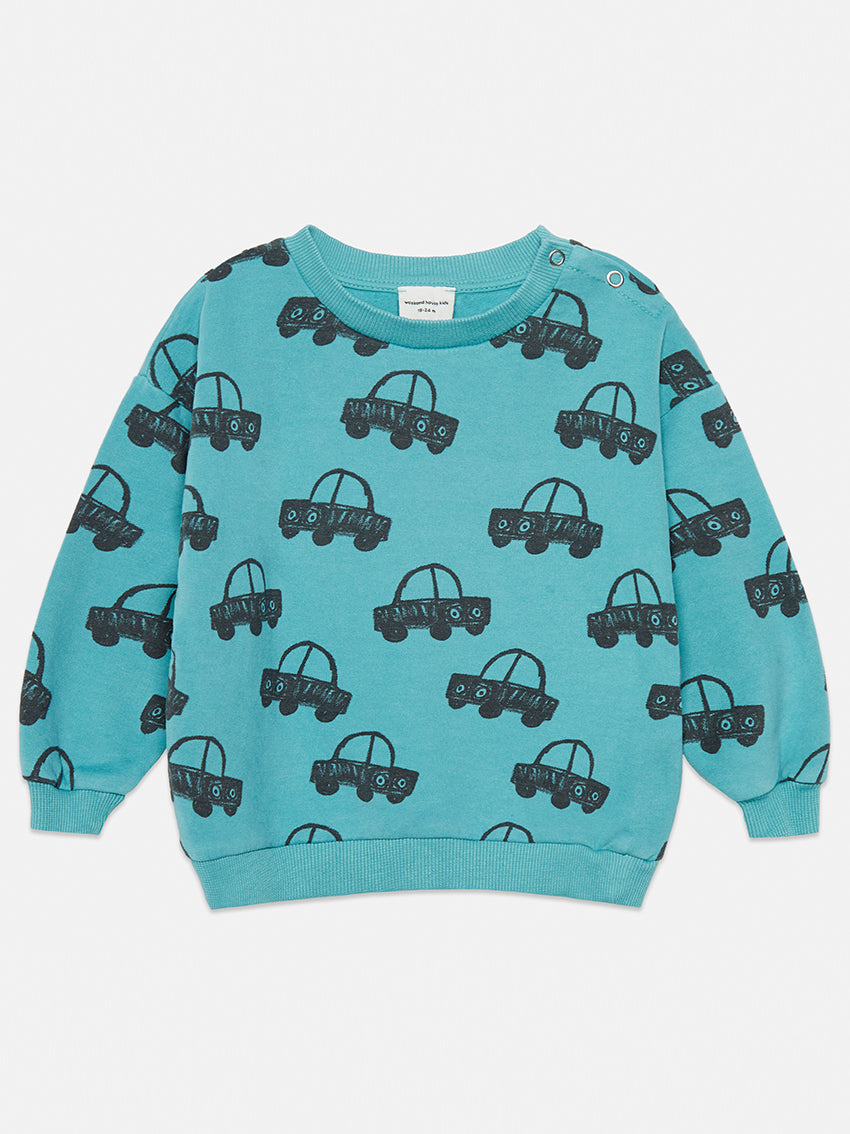 Cars All Over Baby Sweatshirt Turquesa