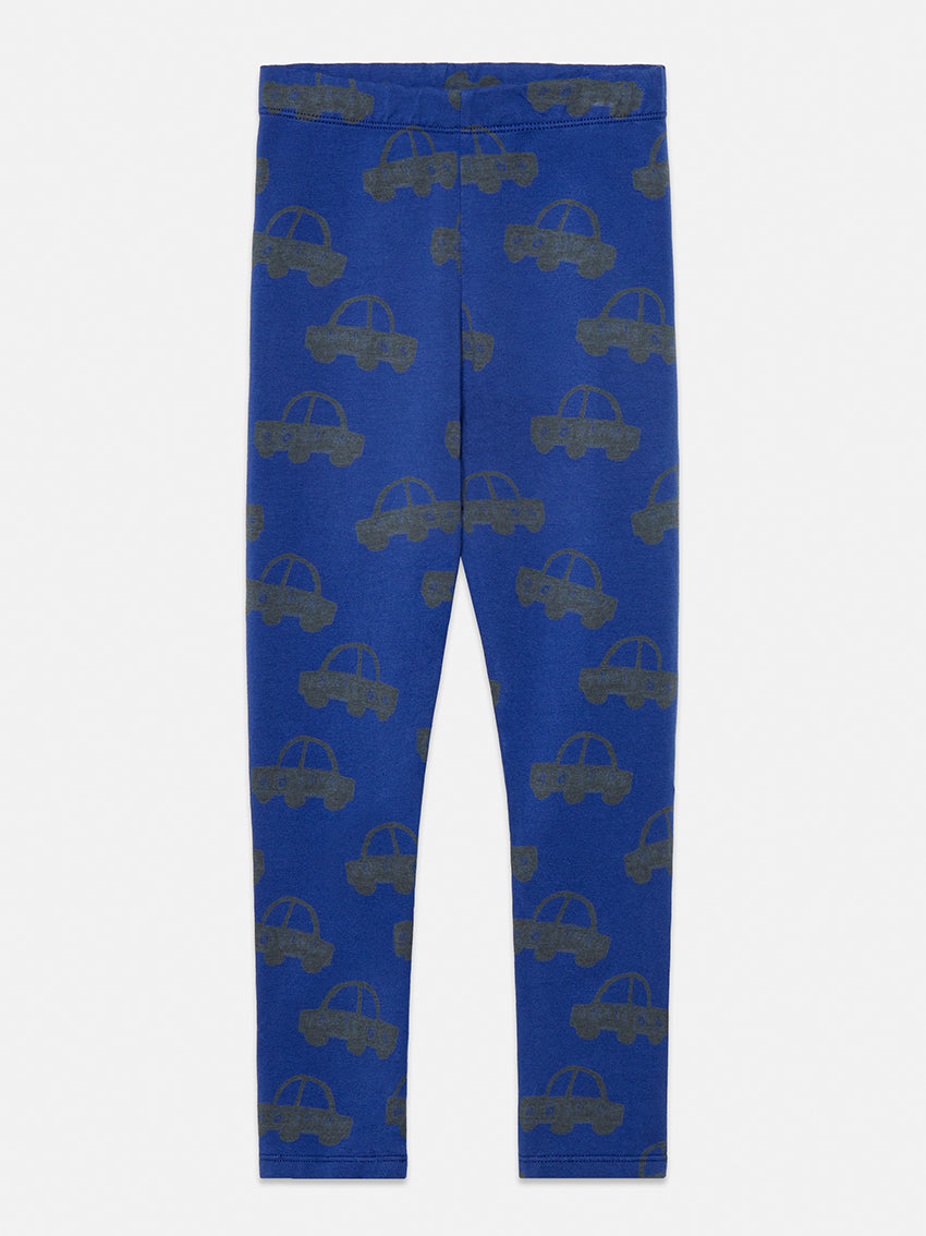 Cars All Over Fleeced Leggings Dark Blue