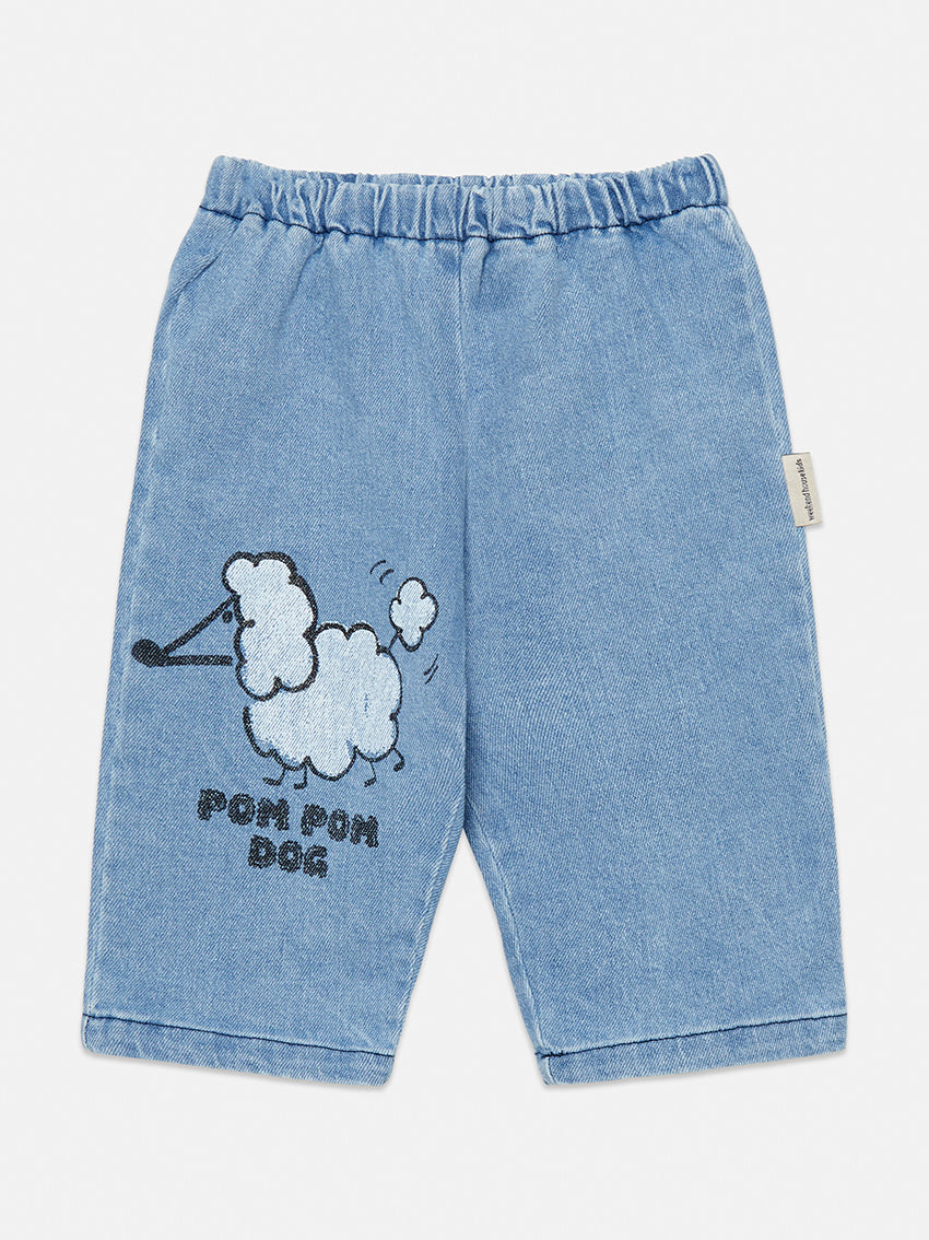 Pom Pom Dog Baby Denim Pants  Blue