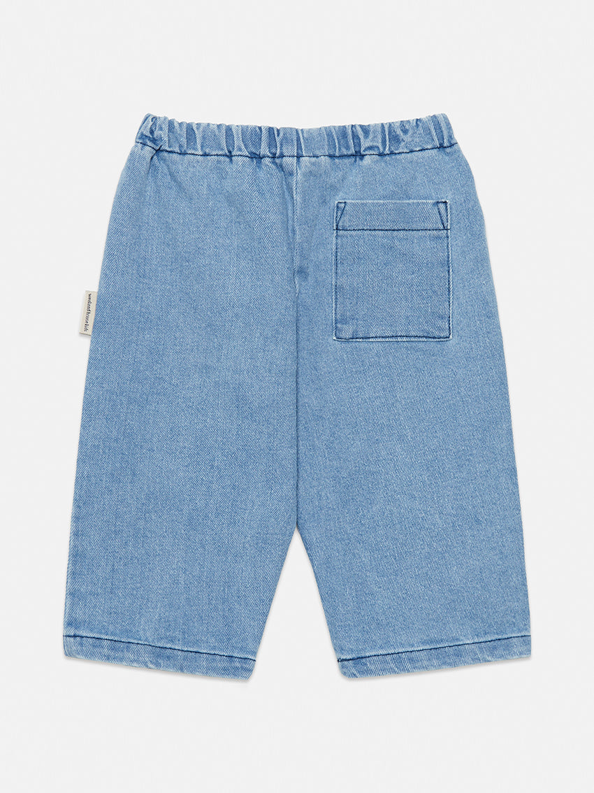 Pom Pom Dog Baby Denim Pants  Blue